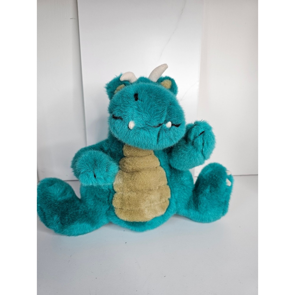 Vintage 1991 Commonwealth Fat Dragons Teal Blue Plush Stuffed Animal Toy 90s